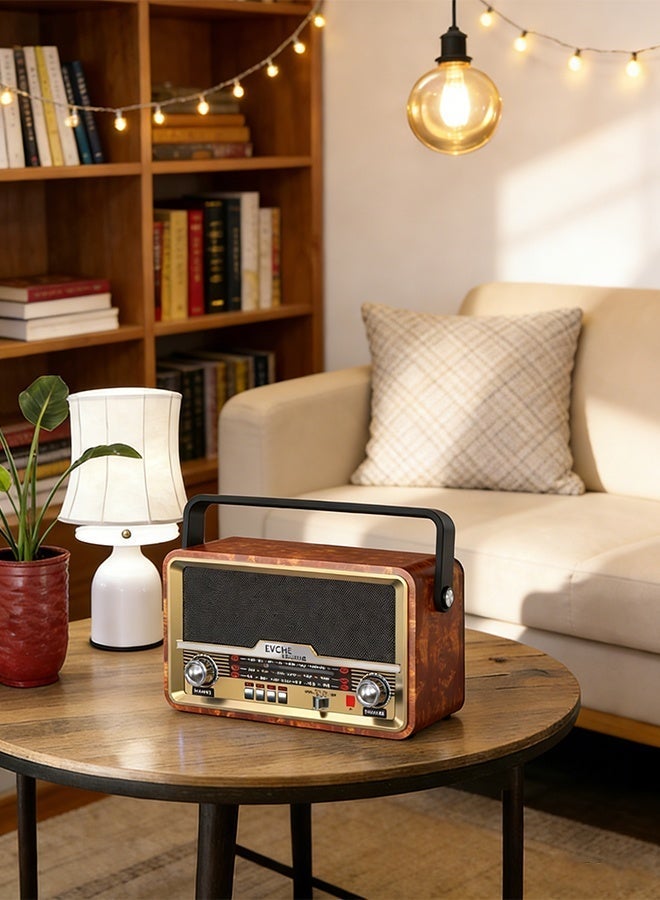 EVCHE Bluetooth Portable Radio with Remote Control All-in-One FM/AM/SW Receiver USB/TF Card MP3 Player AUX Input Rechargeable Battery - Image 2